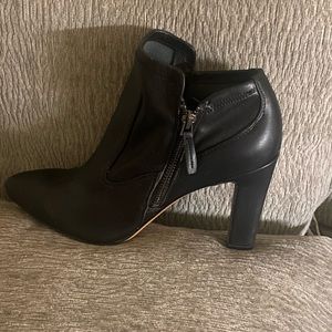 Franco Sarto Black Leather like material bootie zip up boot Size 9